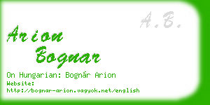 arion bognar business card
