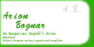 arion bognar business card